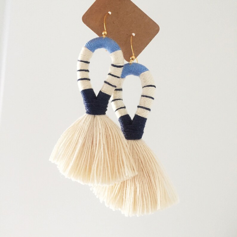 Wrapped Tassel Earrings Macrame Fringe Tassle Earrings Etsy