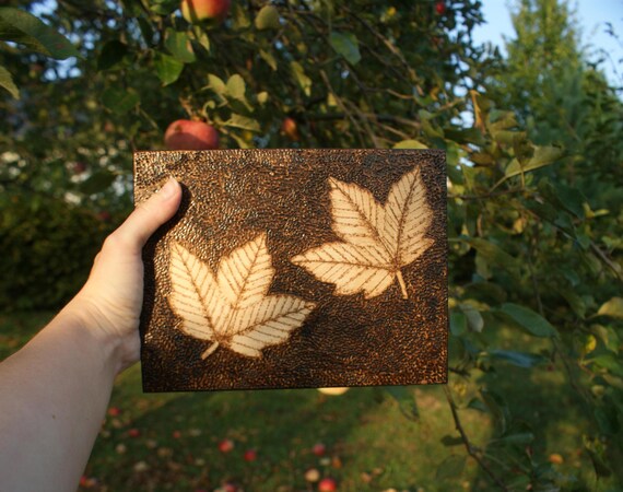 rustic fall box, tea box wood, wooden tea box, forest box, leaf box, rustic tea organizer, natural box, pyrography box, Christmas gift