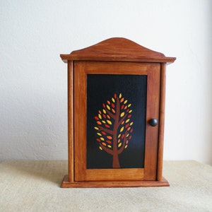 autumn wooden key box, wooden key holder, wall key hanger, wooden key organizer, tree hanger, painted key box image 1