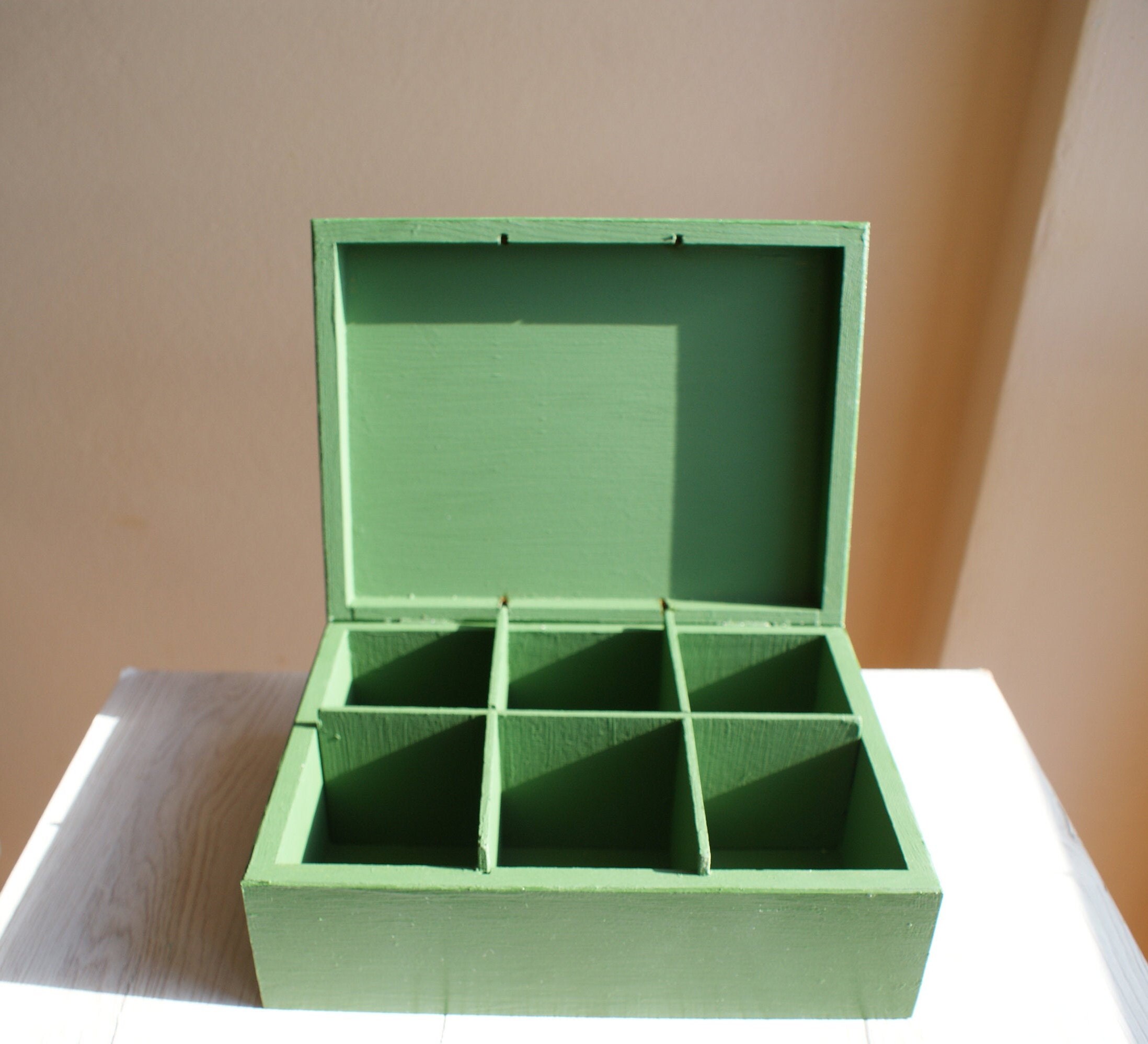 Wooden Tea Box Rustic Tea Box Tea Organizer 6 Compartment Etsy