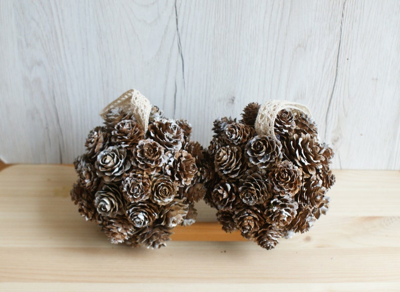 2 rustic Christmas ornaments Christmas decorations cones ornaments cones baubles natural ornaments shabby chic ornaments image 1