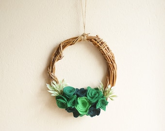 succulent wreath felt wreath door wreath twig wreath home decor felt succulents wreath