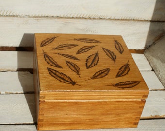 wooden tea box tea organizer rustic tea box feather box 4 compartment box