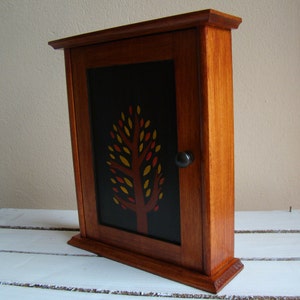 autumn wooden key box, wooden key holder, wall key hanger, wooden key organizer, tree hanger, painted key box image 9