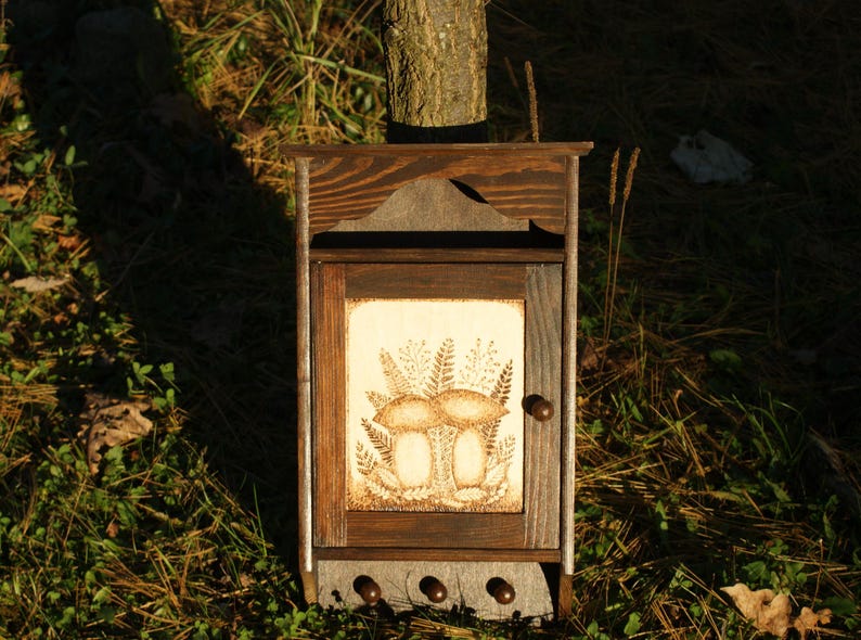 Key Box Rustic Rustic Forest Key Box, Wall Key Hanger, Wooden Key Cabinet, Rustic Box ...