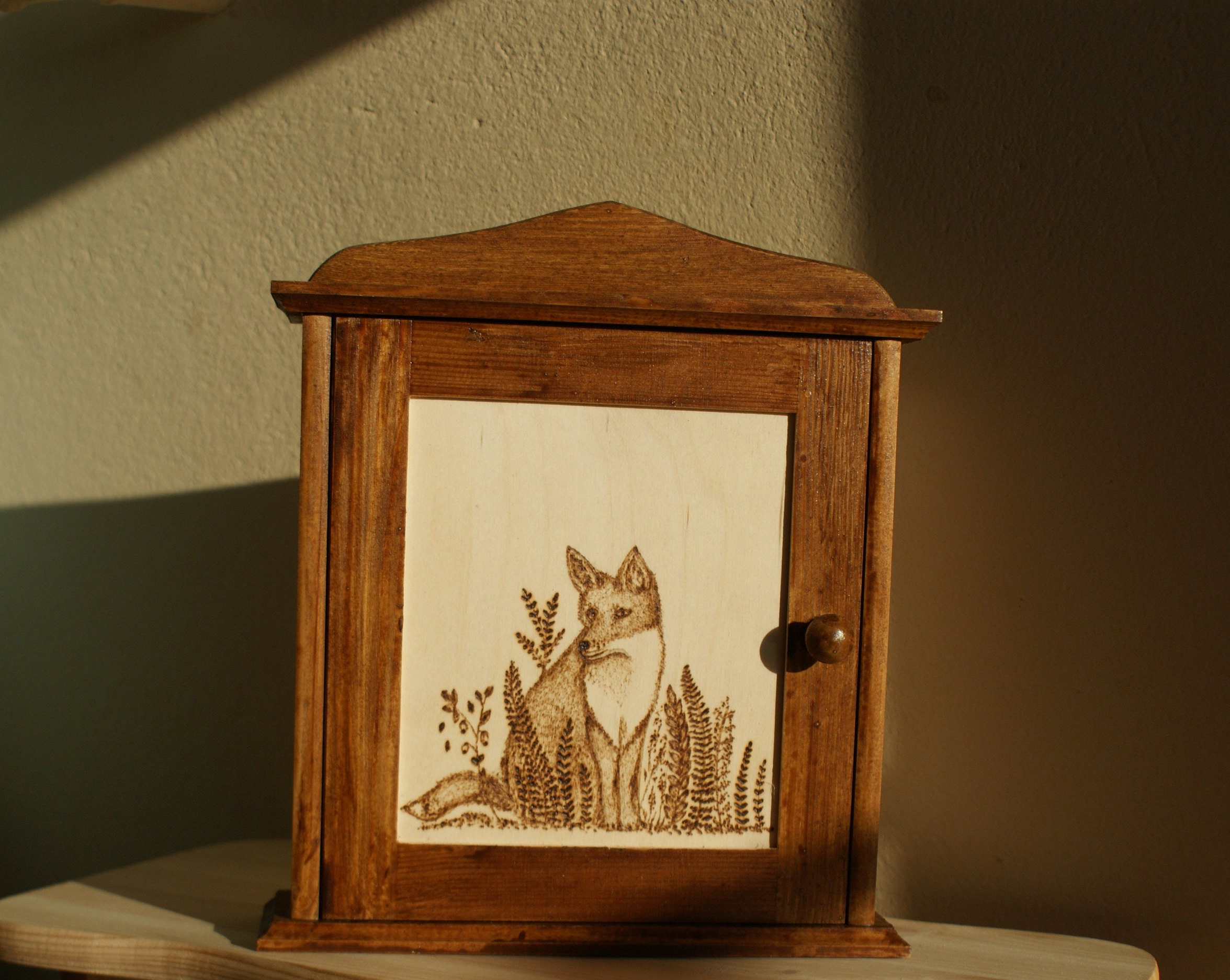 Key Box Rustic Wooden Key Box, Wooden Key Organizer, Rustic Key Box, Key Hanger, Fox ...
