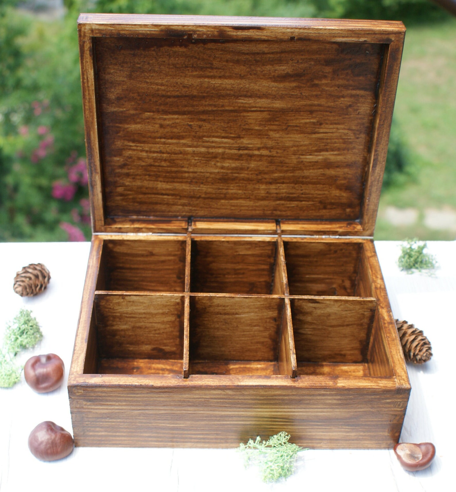 Rustic Box, Wooden Tea Box, Wooden Box, Jewelry Box, Leaf Box ...