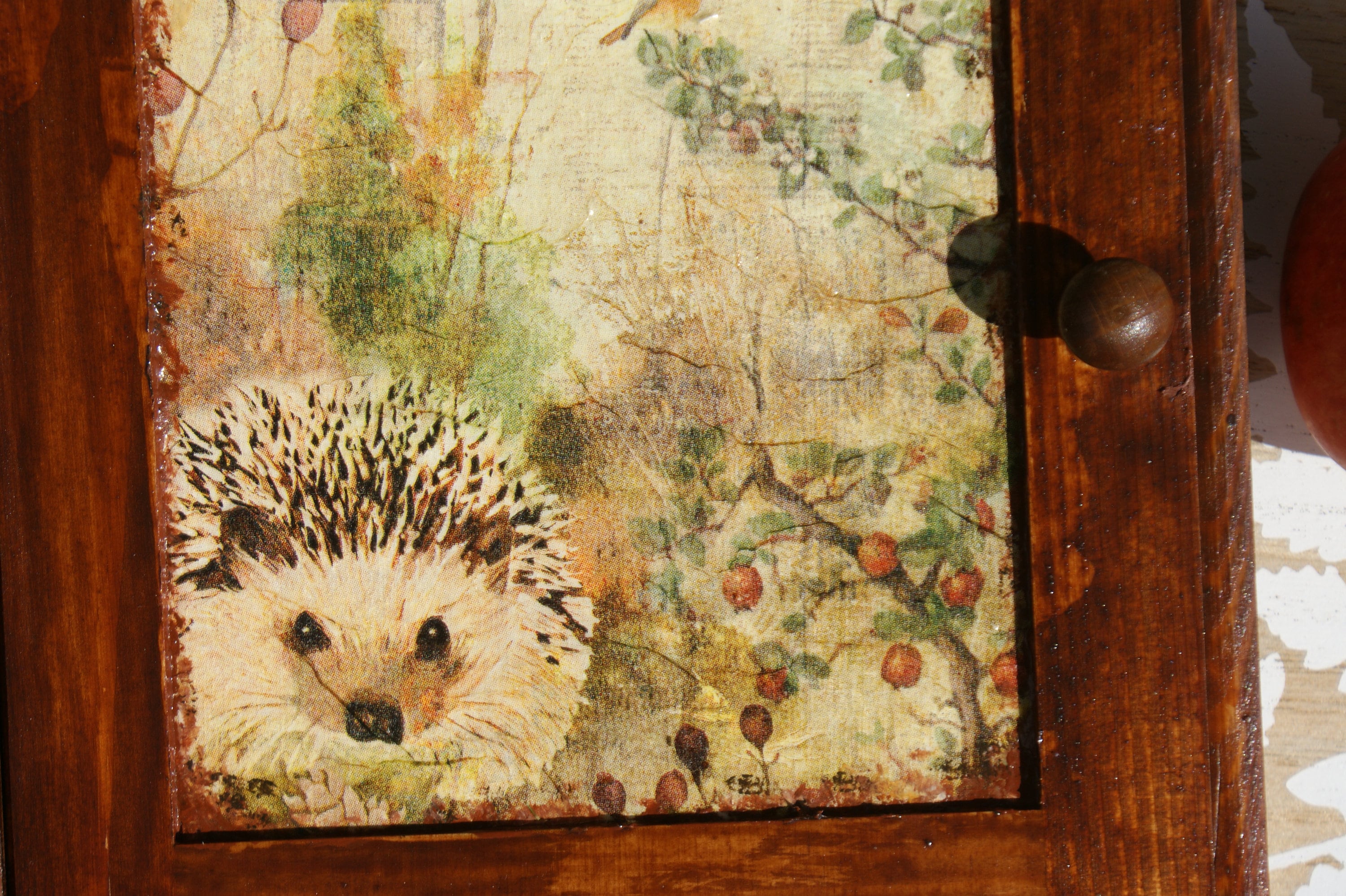 Wooden Key Box, Rustic Key Box, Forest Key Hanger, Decoupage Key Box