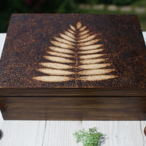 Rustic Box, Wooden Tea Box, Wooden Box, Jewelry Box, Leaf Box ...