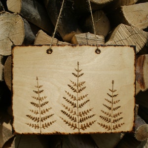 wooden rustic wall hanging, rustic cottagecore decor for wall, fern decoration, forest decor, wooden picture, natural wall art
