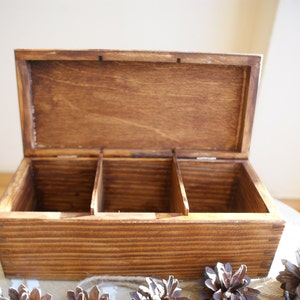 Wooden Rustic Tea Box, Tea Box Wood, Rustic Box, Wooden Tea Organizer ...
