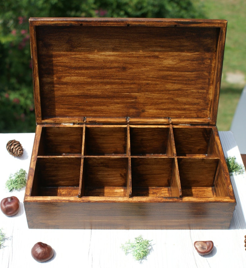 Wooden Tea Box, Rustic Box, Wooden Tea Organizer, Flower Box, Jewelry