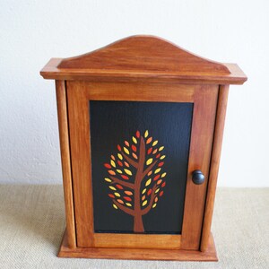 autumn wooden key box, wooden key holder, wall key hanger, wooden key organizer, tree hanger, painted key box image 3