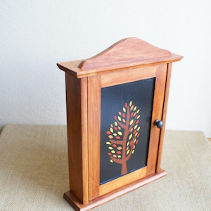 autumn wooden key box, wooden key holder, wall key hanger, wooden key organizer, tree hanger, painted key box image 6