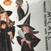 Vintage 1950's Witch Costume w/ Stuffed Cat McCall 1557 - Small Child Sz 2-4 Cut; Halloween/Dress-up