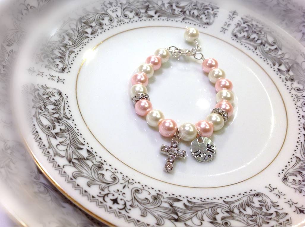 Personalized christening bracelet baby girl bracelet baby Etsy
