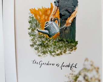 Faithful Gardener Painting: Christian Wall Decor, Gardener Gift