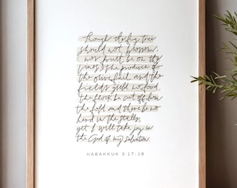 Habakkuk 3:17-18 Scripture Wall Art, Christian Wall Decor (Digital Download)