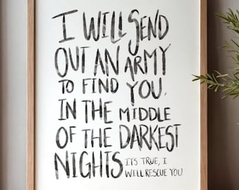 Rescue, Lauren Daigle Lyrics | Hand Lettered Original | Instant Download | Printable| 5X7, 8X10, 11X14, 16X20