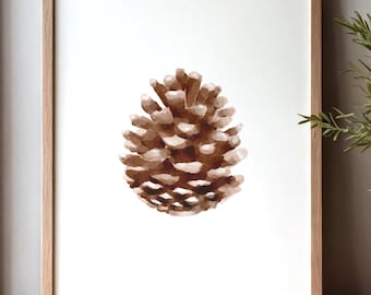 Pinecone Watercolor Wall Art: Autumn Decor (Digital Download)