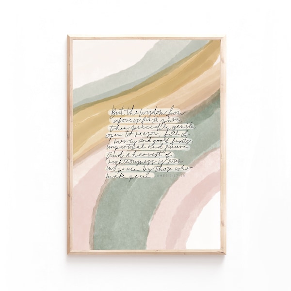 Instant Download | James 3:17-18 Watercolor | Original | Hand Lettered Original | Printable | 8X10, 11X14, 16X20, 20X24