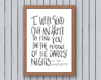 Hand-Lettered Rescue Lyrics Print, Lauren Daigle Song Quote (Digital Download)