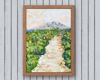 Printable Mountain Landscape Print, Textured Acrylic Art (Digital Download)