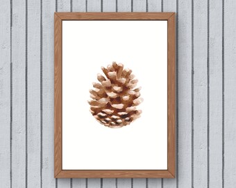 Printable Pinecone Watercolor Wall Art: Autumn Decor (Digital Download)