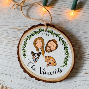 2024 Custom Hand Painted Family Christmas Ornament, Faces Only