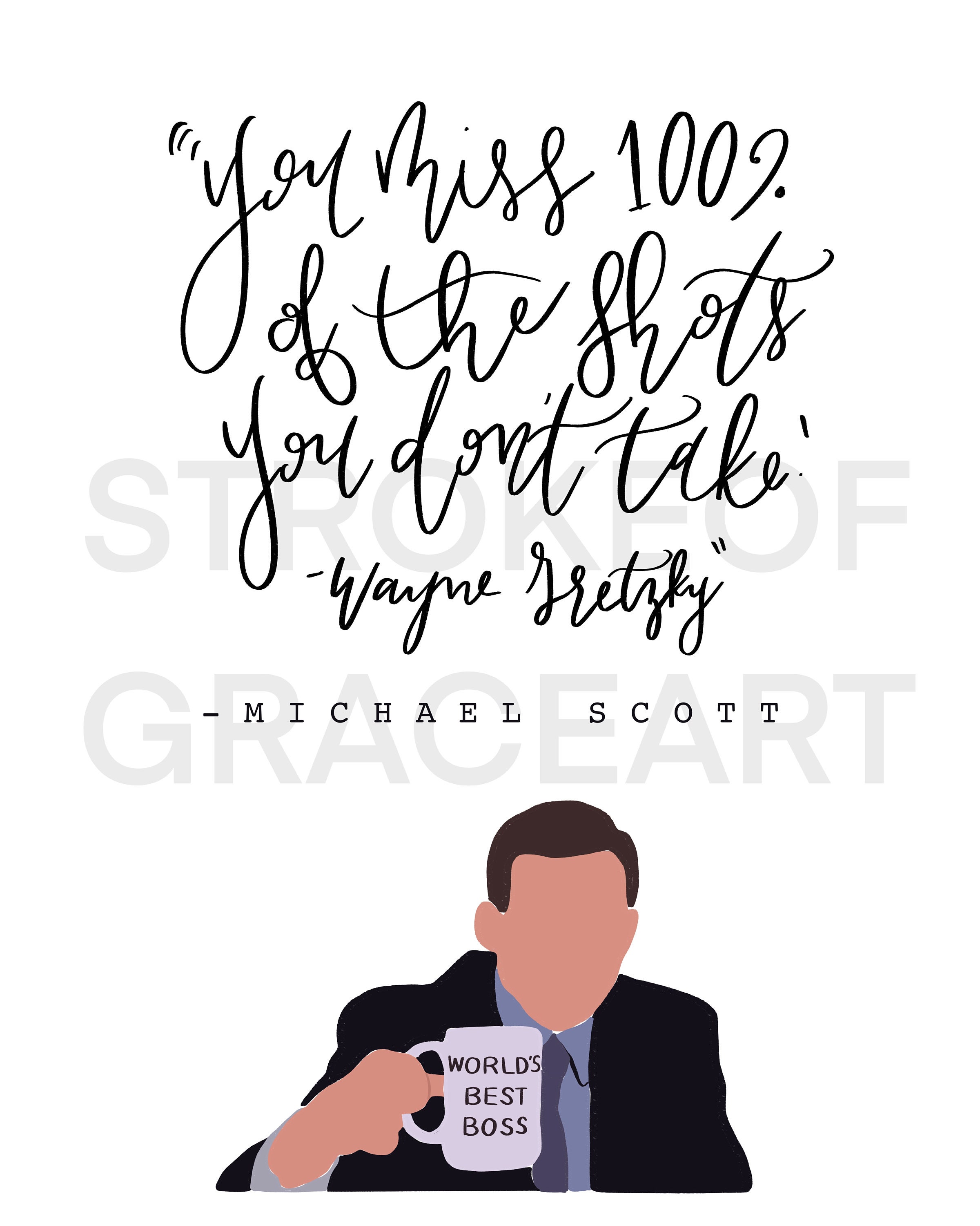  Michael Scott The Office Motivational Quote Frame Wall Art  Decor 8x10 The Office Gift - You Miss 100% Of The Shots You Dont Take - The  Office Merchandise - The office