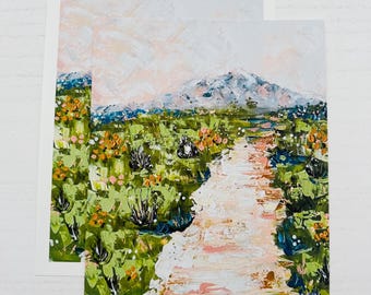 Spring Mountain Landscape Fine Art Giclee Print: Thick Paint Texture