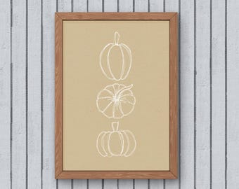 Printable Modern Line Art Pumpkins Print: Neutral Fall Decor (Digital Download)