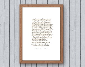 Printable Habakkuk 3:17-18 Scripture Wall Art, Christian Wall Decor (Digital Download)