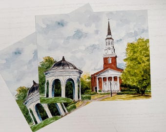Southeastern Baptist Seminary Watercolor Print: Campus Landscape, Graduation Gift (8x10 Giclee)