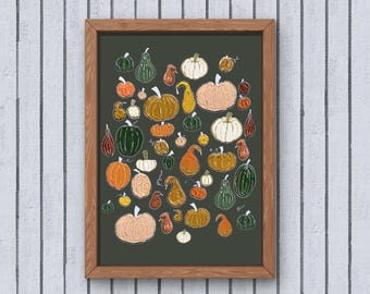 Printable Modern Textured Pumpkins, Modern Fall Wall Fine Art : (Digital Download)