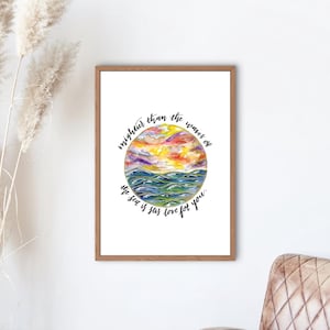 Psalm 93:4 Mightier Than The Waves of the Sea | Beach House Wall Art | Christian Wall Decor | Printable | 5X7, 8X10, 11X14, 16X20