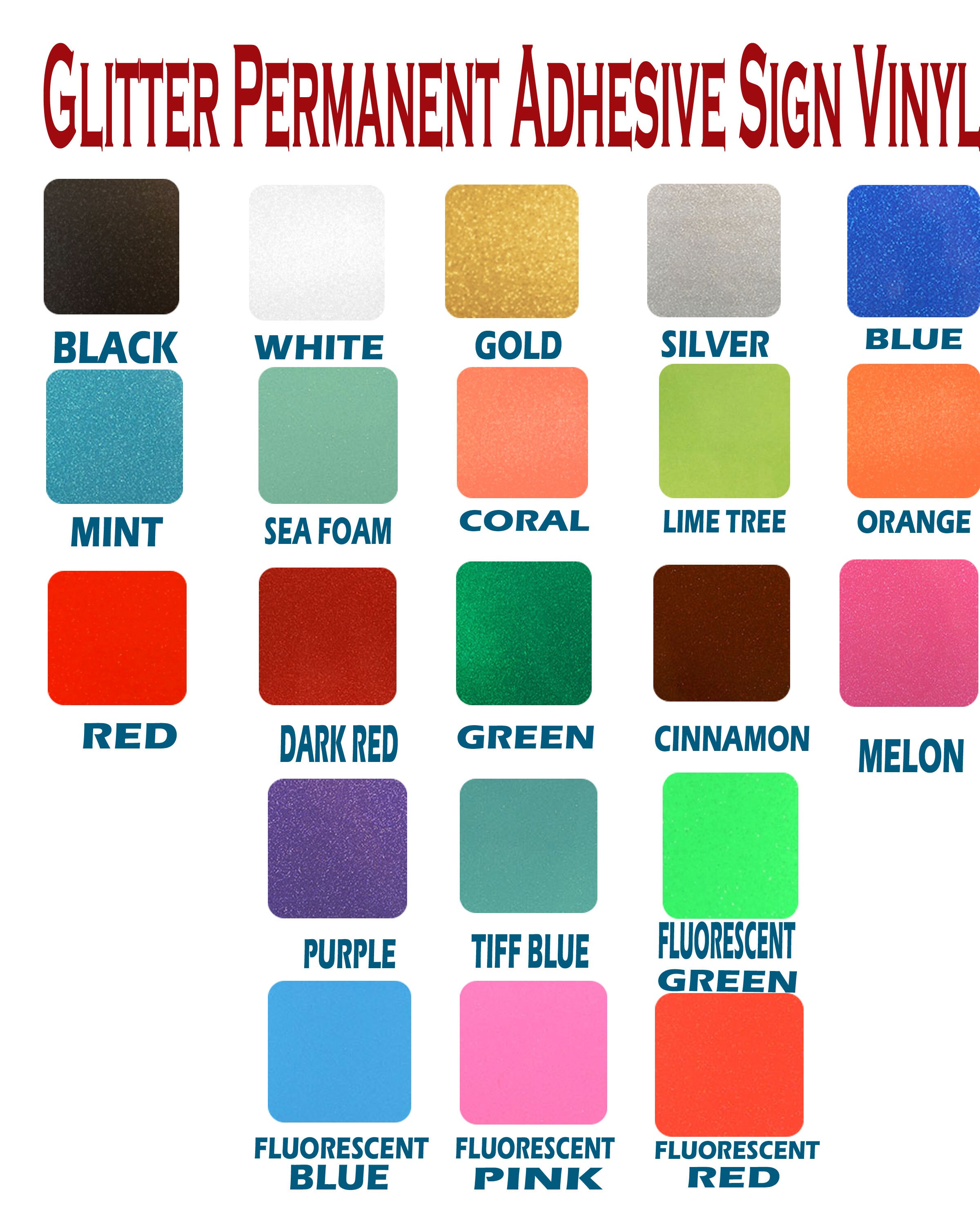 Glitter Adhesive Vinyl Permanent Vinyl Outdoor Vinyl Etsy