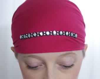 Head SCARF-w/ Oval Rhinestones, Sparkle Scarves, Fashionable Scarves, Cancer Scarves, Alopecia, Chemo,Bandana Headcovering,Hair Loss