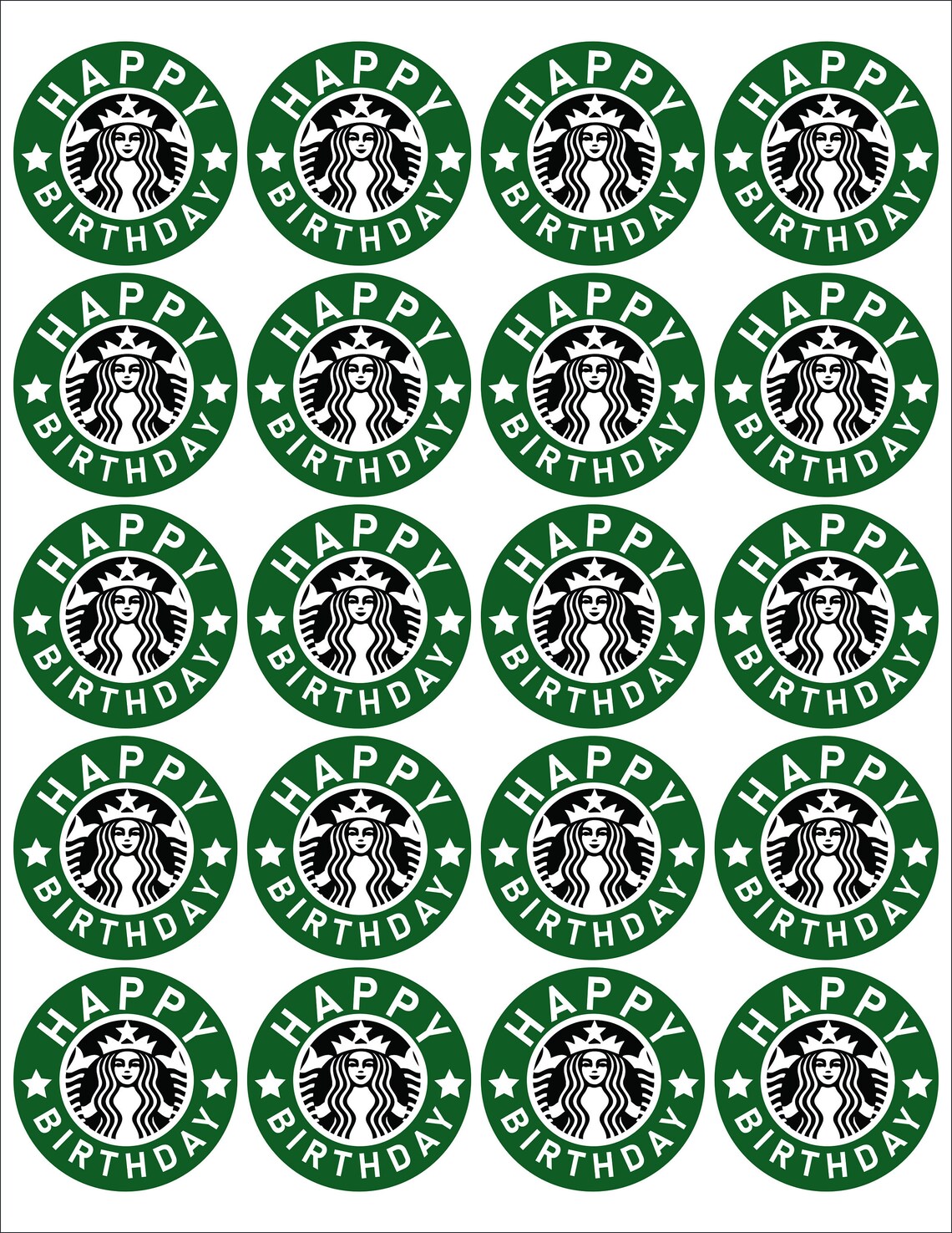 Starbucks Happy Birthday DIGITAL Labels 8-1/2 X - Etsy