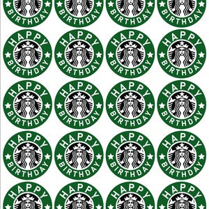 Starbucks Happy Birthday DIGITAL Labels 8-1/2 X 11 20 Labels per Sheet ...