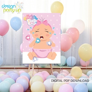 Pin the Schnuller auf dem Crying Baby Game Poster