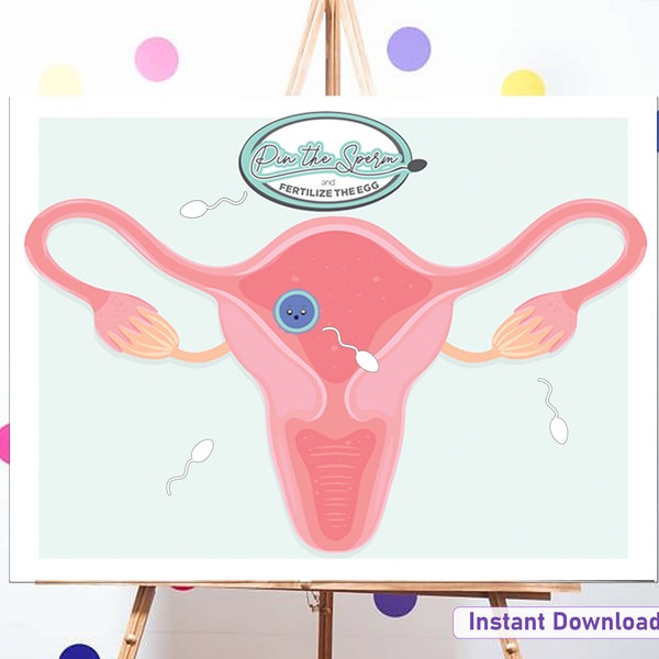 Pin the Sperm Baby Shower Game 18 x 24 Poster (PDF Download)
