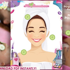 Pin the Cucumbers Spa Game Poster - Makeup, Spa, Salon and Beauty Party