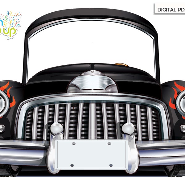 Classic 50's Black Car with Flames Photo Booth ( PDF, JPG and PNG files)