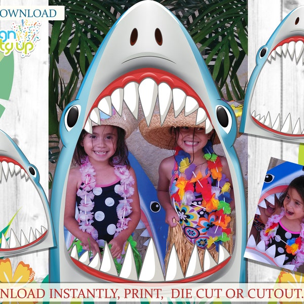 Accesorio para fotomatón de tiburón - Accesorio para fotografía de fiesta en la piscina - 2'x3' y 3'x5'