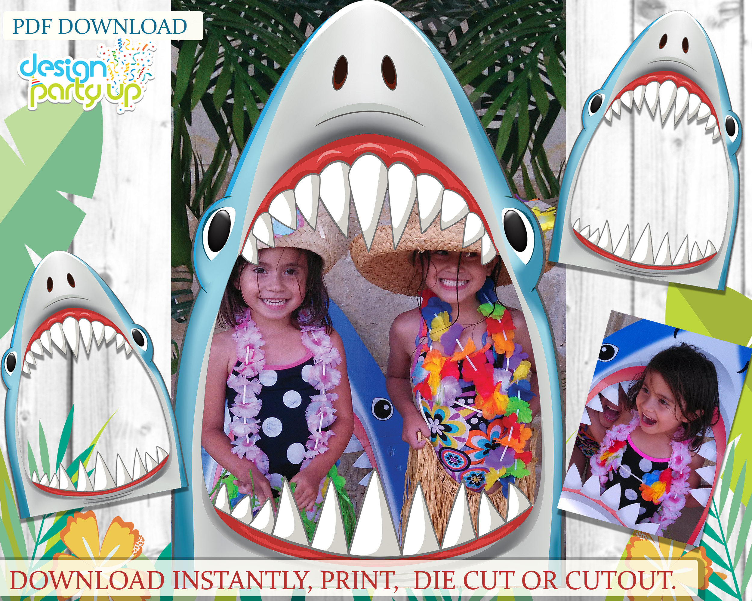 Shark Photo Booth Prop Pool Party Photo Prop 2'x3' and 3'x5' -  Canada