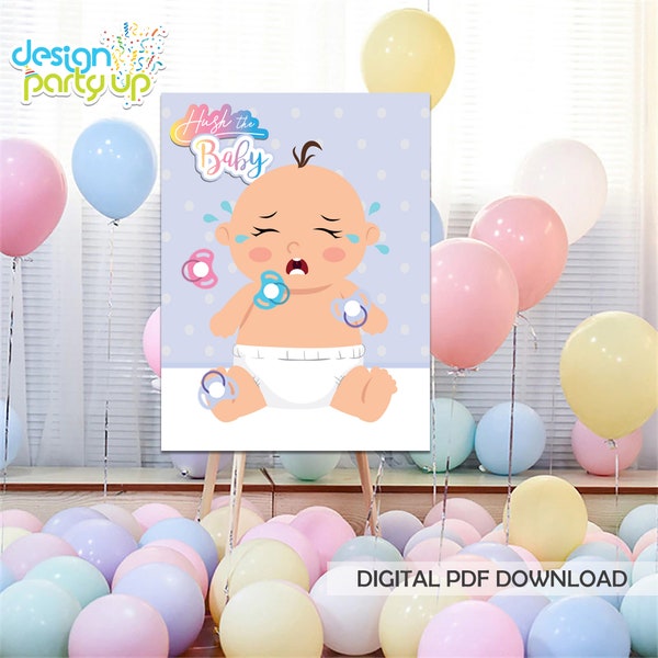 Pin the Pacifier on the Crying Baby Game Poster