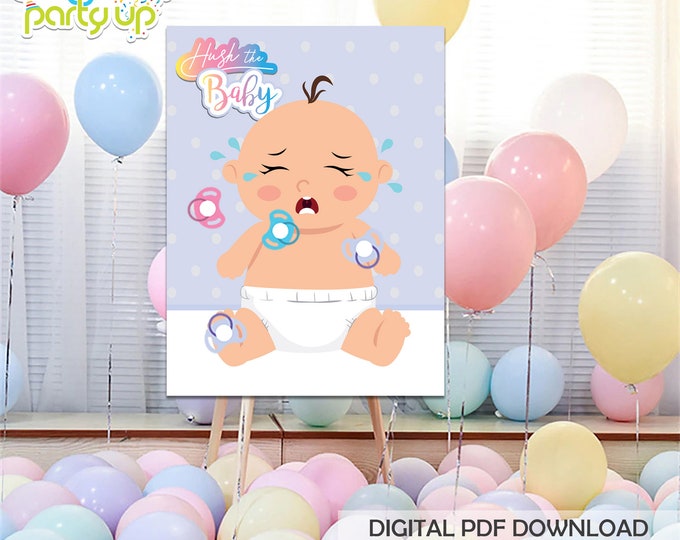 Pin the Dummy on the Baby, Pin the Pacifier on the Baby, Printable Baby ...