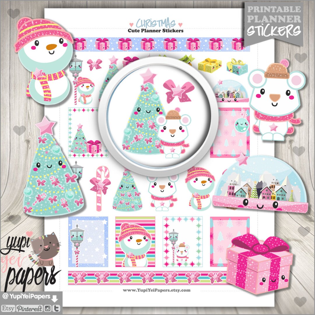 Christmas Stickers Printable Planner Stickers Snowman - Etsy