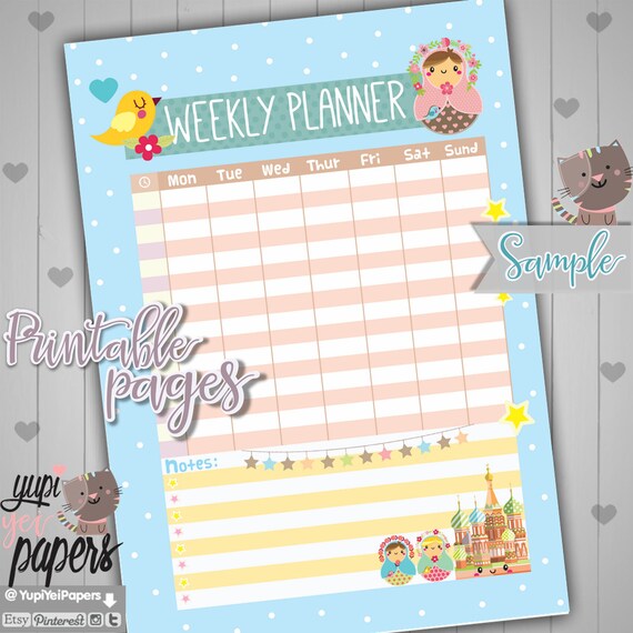 weekly planner printable planner printable planner pages